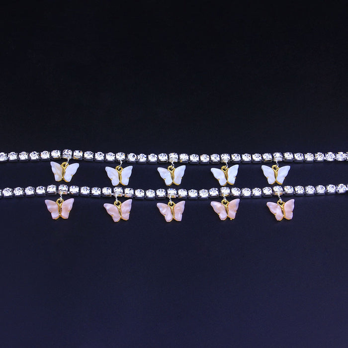 Wholesale Acrylic Rhinestone Anklet Butterfly Beach Vacation Anklet JDC-AS-JLiang003