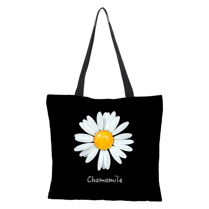 Wholesale Printing Waterproof Cotton Linen Small Daisy Printing Eco-friendly Shopping Bag JDC-SD-QTu010