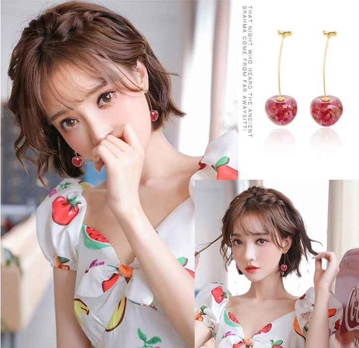 Wholesale Cherry Alloy Earrings MOQ≥2 JDC-ES-JuF008
