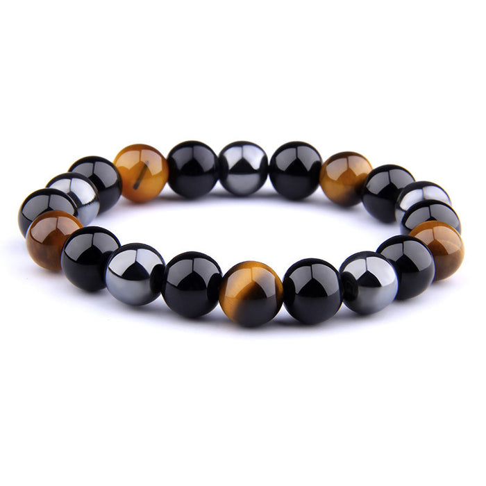 Wholesale Natural Stone Tiger Eye Hematite Beads Magnet Men Bracelet JDC-BT-YinY003