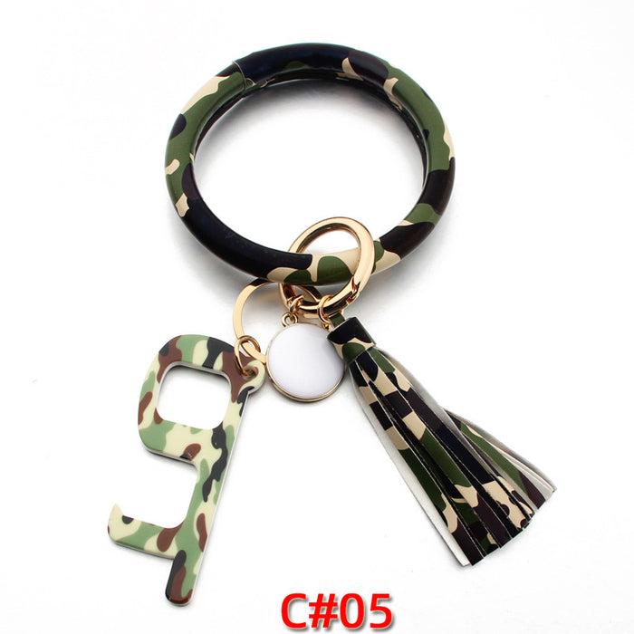 Wholesale PU Leather Contactless Door Opener Acrylic Wrist Keychain MOQ≥6 JDC-KC-NuoYi002