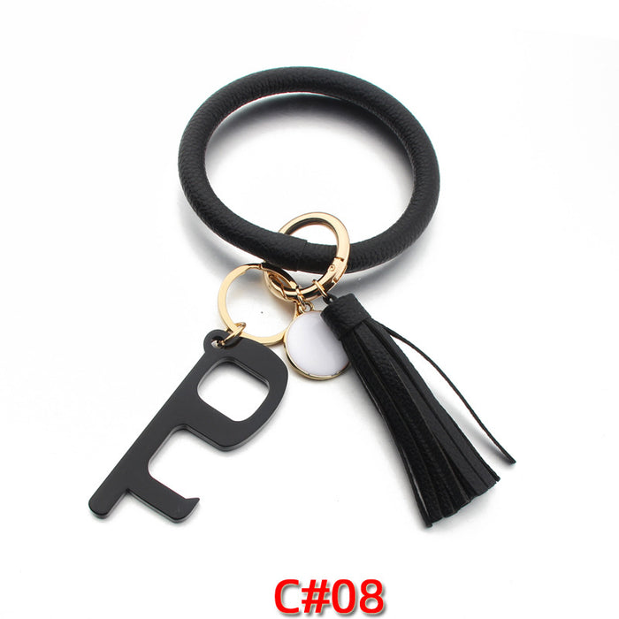 Vente de porte en gros cuir PU en gros ouvreur de porte acrylique Keychain MOQ ≥6 JDC-KC-NUOYI002