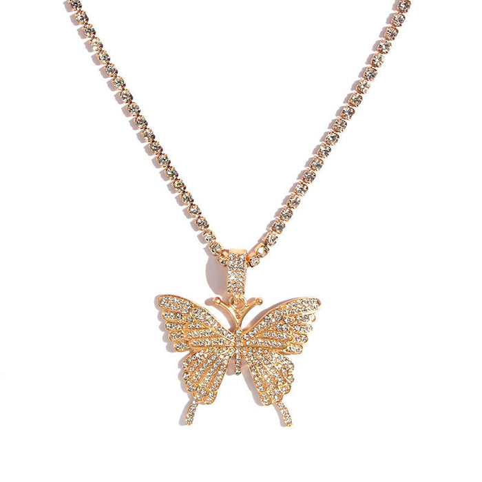 Wholesale Necklace Alloy Diamond Big Butterfly Clavicle Chain MOQ≥2 JDC-NE-Chenhong001