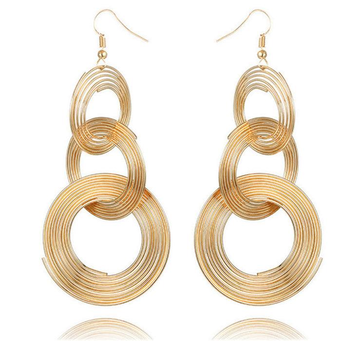 Wholesale Earrings Metal Exaggerated Multilayer Circles JDC-ES-LanT021