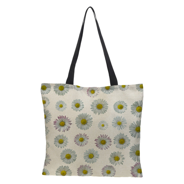 Wholesale Printing Waterproof Cotton Linen Small Daisy Printing Eco-friendly Shopping Bag JDC-SD-QTu010