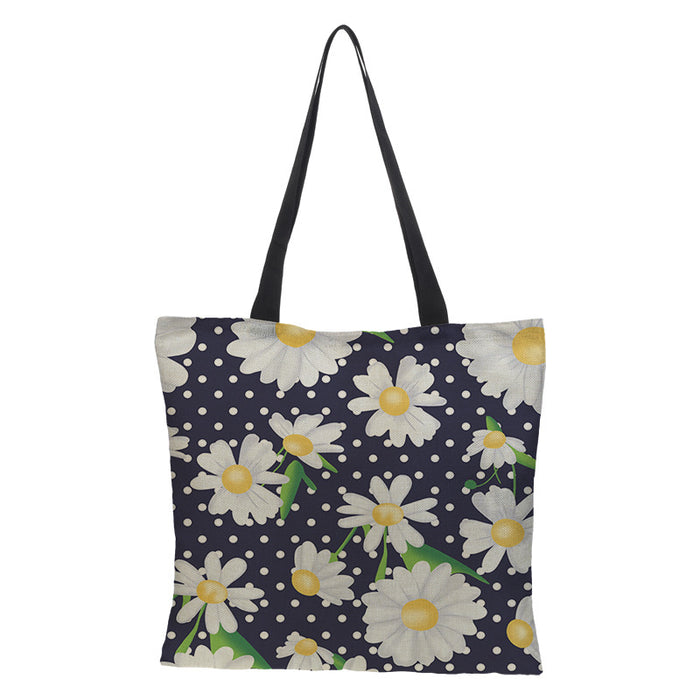 Wholesale Printing Waterproof Cotton Linen Small Daisy Printing Eco-friendly Shopping Bag JDC-SD-QTu010