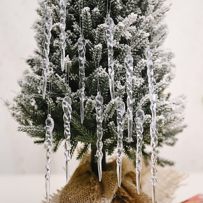 Strips de hielo transparente decorativo de Navidad al por mayor colgante de hilo JDC-DCN-HB010