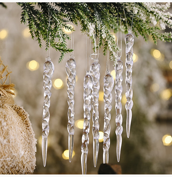 Strips de hielo transparente decorativo de Navidad al por mayor colgante de hilo JDC-DCN-HB010
