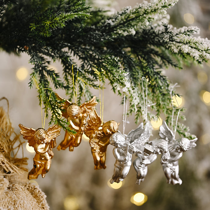 Wholesale Decorative Christmas Gold and Silver Angel Pendant Small Tree MOQ≥2 JDC-DCN-HB008