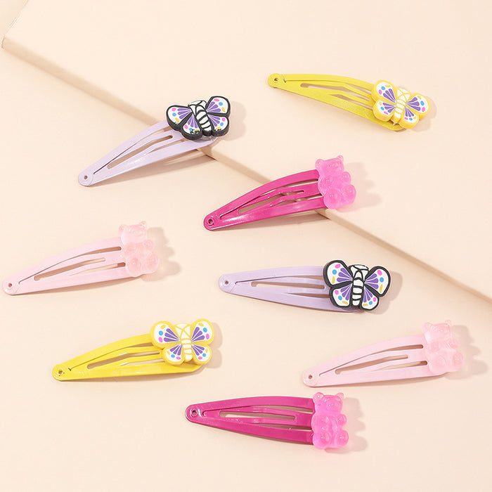 Wholesale Hair Clips Alloy Candy Bear Cute Butterfly 8pcs JDC-HC-Moduo003