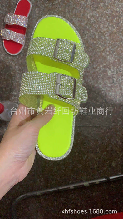 Wholesale summer soft bottom rhinestone jelly beach sandals for women JDC-SD-Qianh009