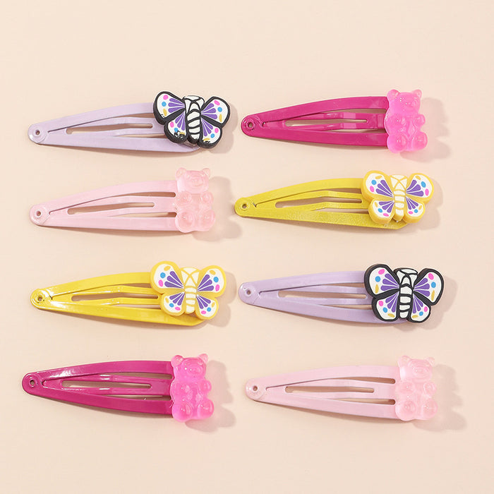 Wholesale Hair Clips Alloy Candy Bear Cute Butterfly 8pcs JDC-HC-Moduo003