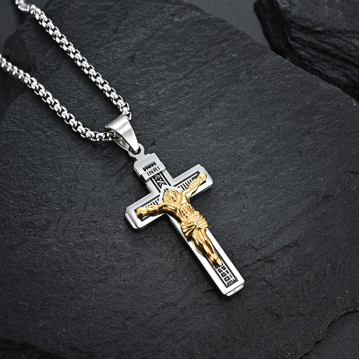 Wholesale Cross Titanium Steel Necklace Men's Personality Wear Matching Accessories JDC-NE-QianF012