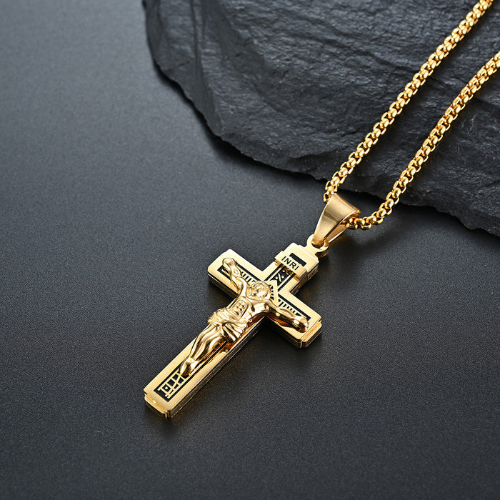 Wholesale Cross Titanium Steel Necklace Men's Personality Wear Matching Accessories JDC-NE-QianF012