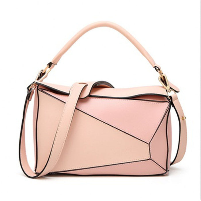 Wholesale Shoulder Bag PU Contrast Color Geometric Diagonal Span JDC-SD-MengYi001