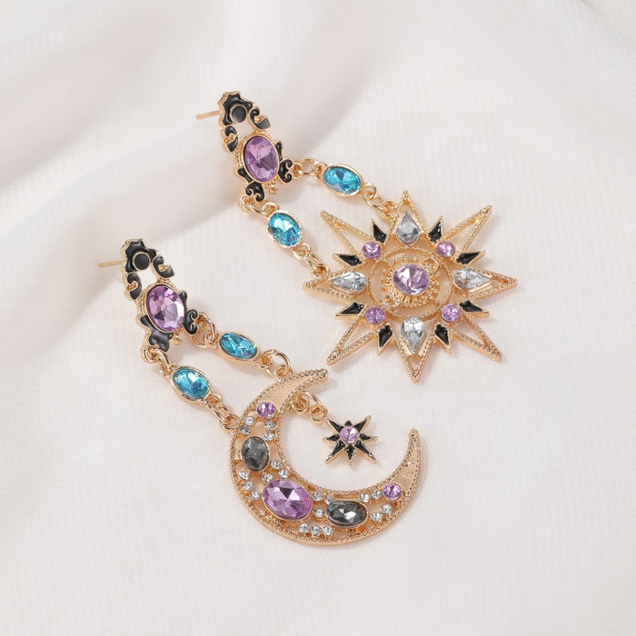 Wholesale Earrings Alloy Baroque Vintage Exaggerated Sun Moon JDC-ES-D008