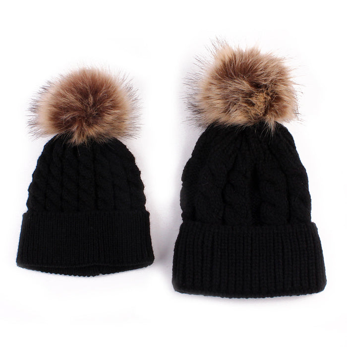 Wholesale Hat Cotton Striped Autumn and Winter Parent-child Knitted Hat MOQ≥2 JDC-FH-MY006