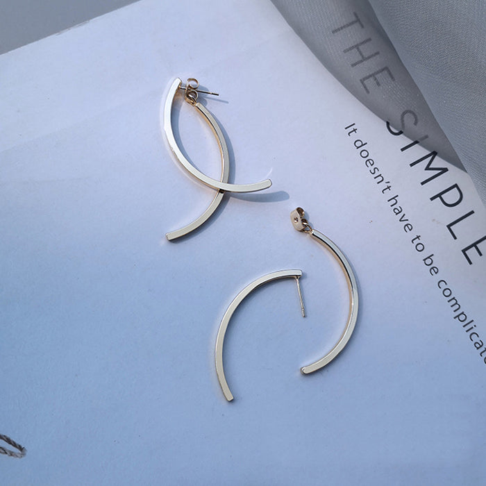 Wholesale Earrings In Retro Metal with Creative Semicircle JDC-ES-DangK002