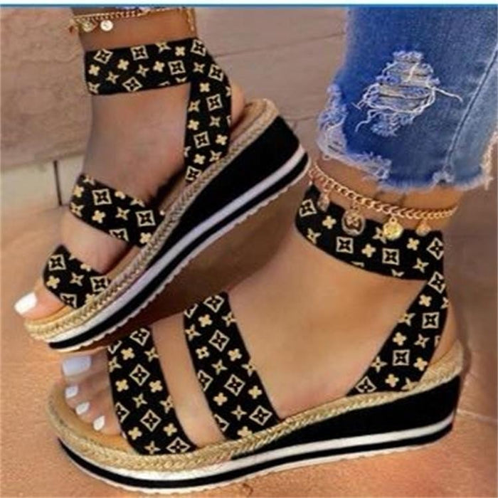 Wholesale Summer Wedge Colorblock Sandals Hemp Rope Plus Size JDC-SD-Qianh016