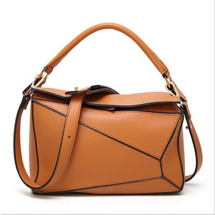 Wholesale Shoulder Bag PU Contrast Color Geometric Diagonal Span JDC-SD-MengYi001