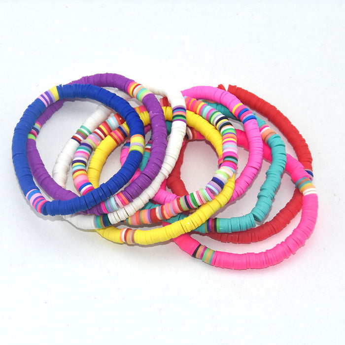 Wholesale Beach Ethnic Bracelet Hand Mixed Color Soft Pottery String Pieces MOQ≥2 JDC-BT-ManS012