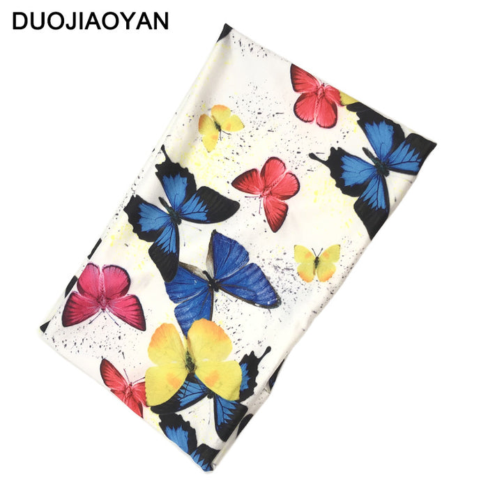 Wholesale Stretch Color Big Butterfly Print Sports Wide Hairband Absorb Sweat MOQ≥3 JDC-HD-Jiaoy004