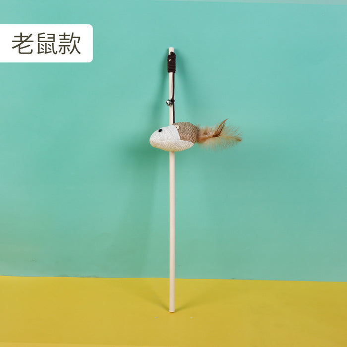 Wholesale Pet Toy Wooden Handle Hemp Rope Funny Cat Stick MOQ≥3 JDC-PT-LeC002
