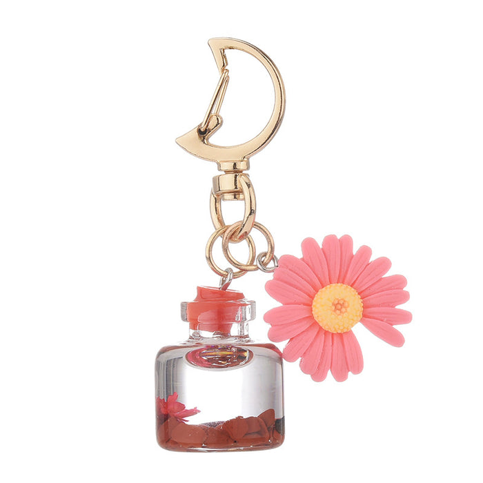 Wholesale keychain alloy into oil liquid dried flower drifting bottle JDC-KC-XLu004