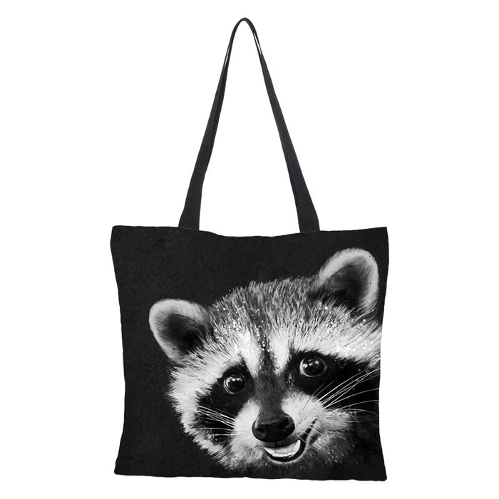 Wholesale oil painting cat printing cotton and linen shopping bags environmental protection JDC-SD-QTu007