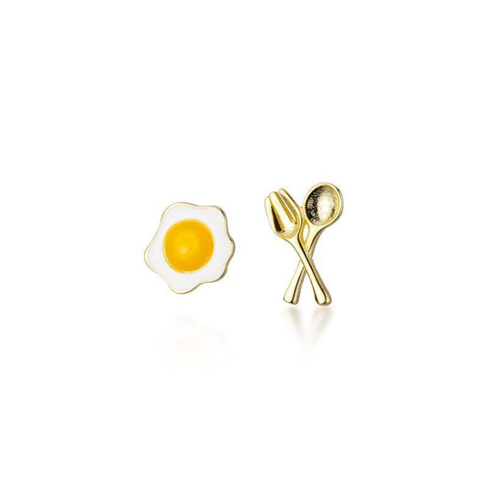 Wholesale Earring Silver Cute Poached Egg Stud Earrings JDC-ES-Congz041