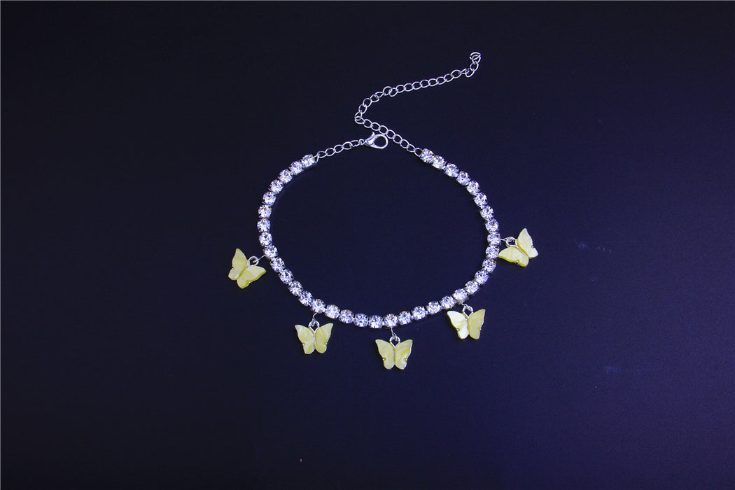 Wholesale Acrylic Rhinestone Anklet Butterfly Beach Vacation Anklet JDC-AS-JLiang003