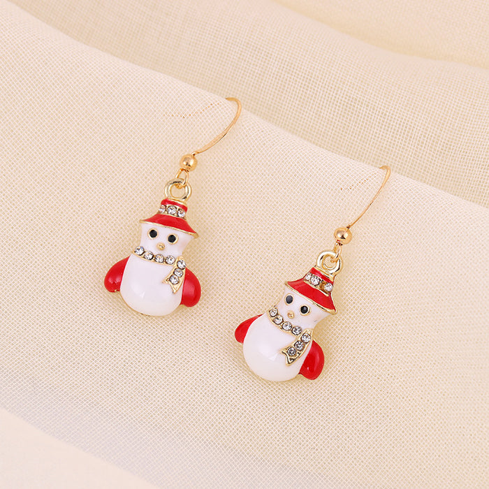 Wholesale Earrings Alloy Enamel Christmas Bell Snowflake Old Man JDC-ES-LongX003