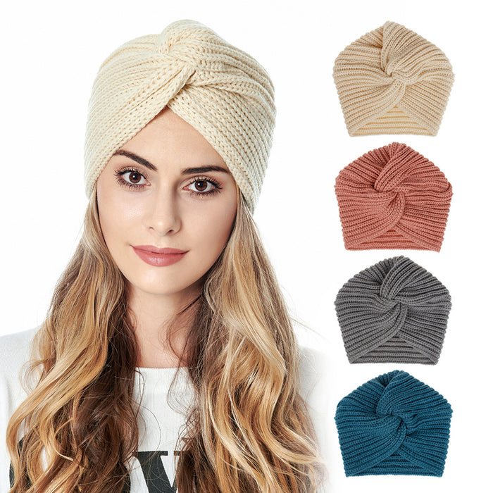 Wholesale Hat Wool Indian Hat Solid Color Muslim Cross Knit Pullover Hat MOQ≥2 JDC-FH-XMi002
