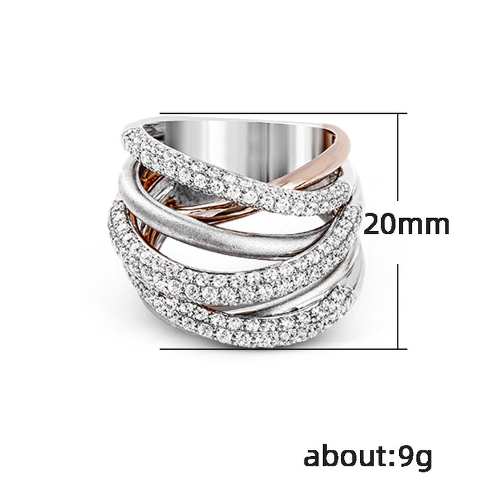 Wholesale Atmospheric Two Tone Line Micro Inlay Ring JDC-RS-CaoS044