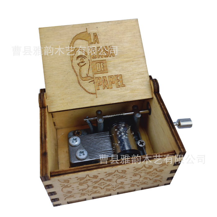 Wholesale Toy Wooden Hand-cranked Music Box Paper Money House Goodbye Friends MOQ≥2 JDC-FT-YaYUN006