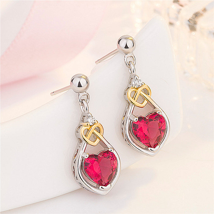 Wholesale Ruby Heart Stud Earrings JDC-ES-DSL003