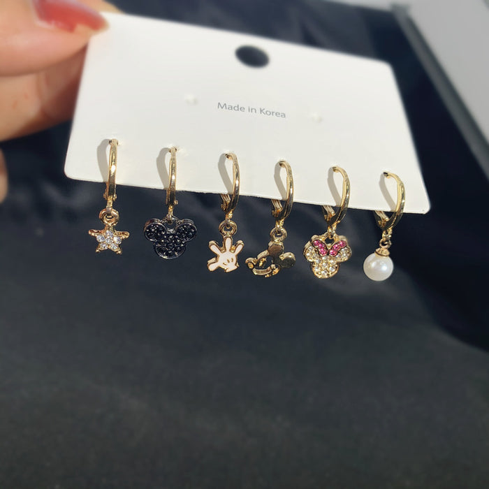 Jewelry WholesaleWholesale asymmetrical cartoon alloy stud earrings 6 piece set JDC-ES-AYN377 Earrings 爱伊娜 %variant_option1% %variant_option2% %variant_option3%  Factory Price JoyasDeChina Joyas De China