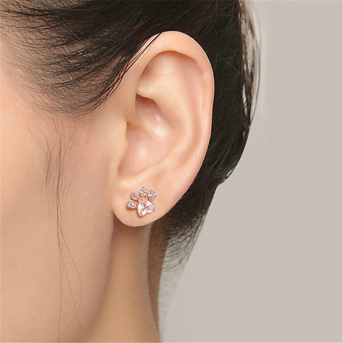 Empreinte en gros quartz rose zirconi les boucles d'oreilles plaquées en or blanc jdc-es-dsl001
