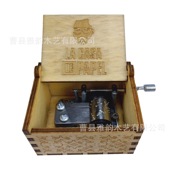 Wholesale Toy Wooden Hand-cranked Music Box Paper Money House Goodbye Friends MOQ≥2 JDC-FT-YaYUN006