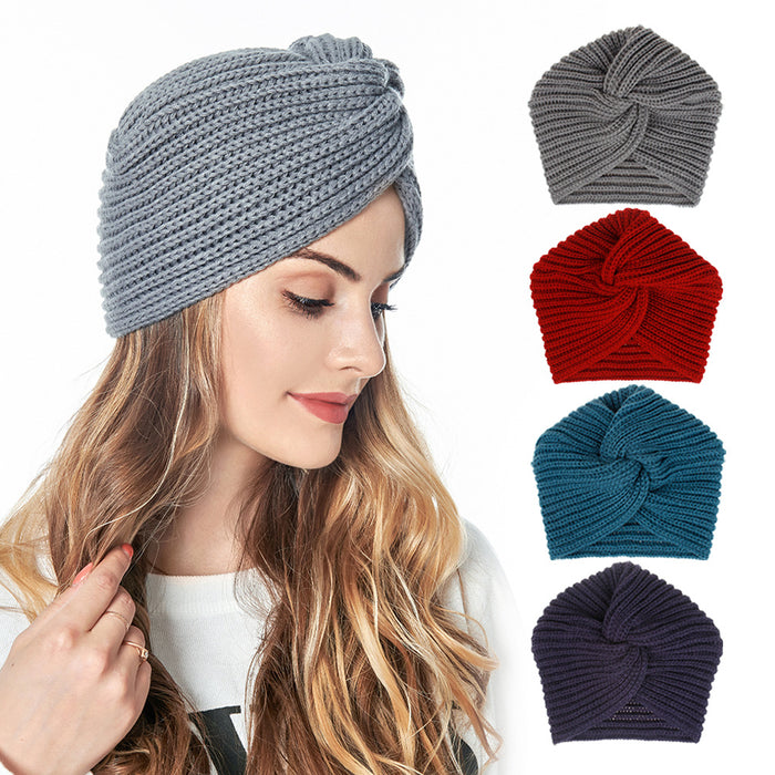 Wholesale Hat Wool Indian Hat Solid Color Muslim Cross Knit Pullover Hat MOQ≥2 JDC-FH-XMi002