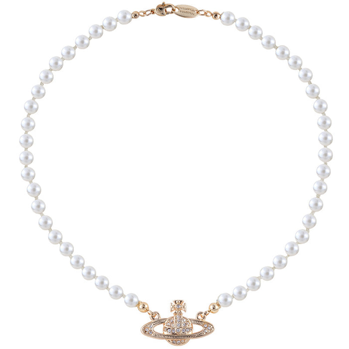 Wholesale Saturn Pearl Necklace with Logo Lobster Clasp JDC-NE-YZD001