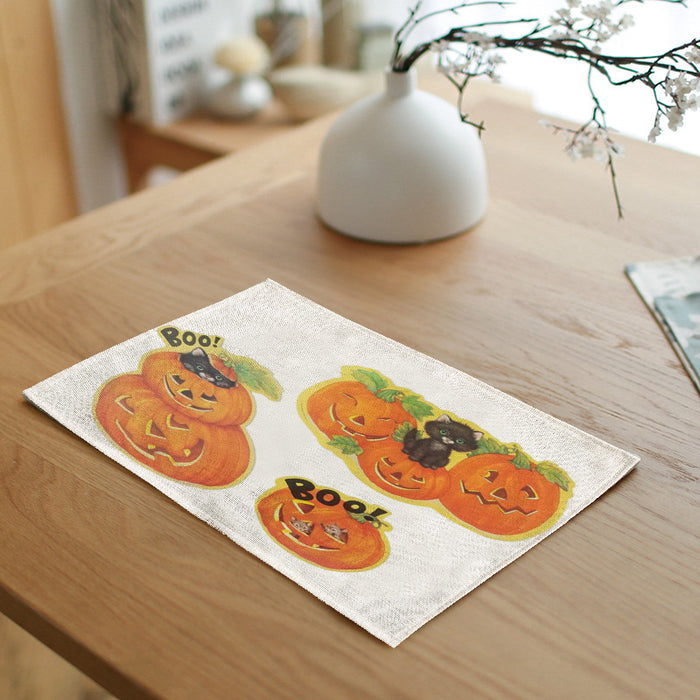 Wholesale Halloween Pumpkin Cotton Linen Placemat MOQ≥2 JDC-PS-Dexi003