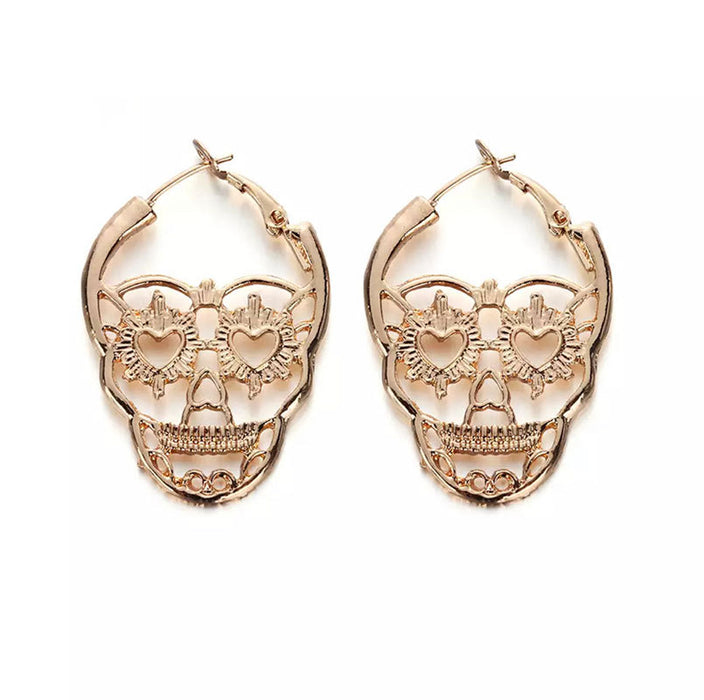 Wholesale Alloy Vintage Skull Hollow Earrings MOQ≥2 JDC-ES-fusu002
