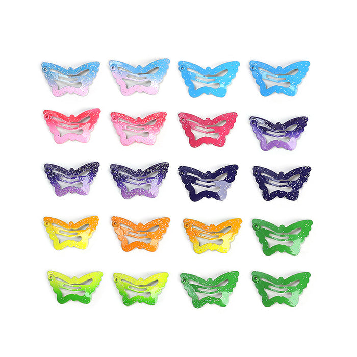 Wholesale Hair Clips Iron 3cm Glitter Butterfly 10pcs JDC-HC-SUXIA008