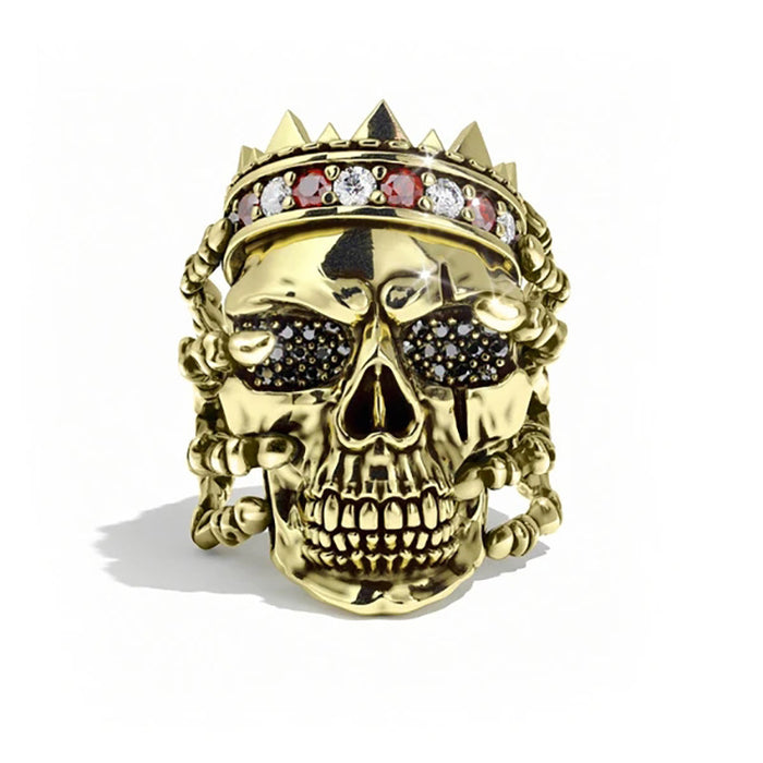 Wholesale Zircon Copper Men's Skull Ring MOQ≥2 JDC-RS-CaoS039