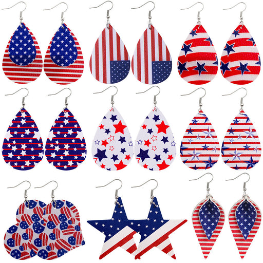 Jewelry WholesaleWholesale Independence Day Leather Earrings Printed Flag Pentagram JDC-ES-Chengy019 Earrings 辰亚 %variant_option1% %variant_option2% %variant_option3%  Factory Price JoyasDeChina Joyas De China
