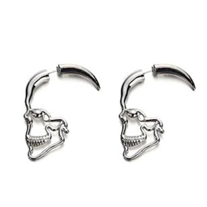 Wholesale Alloy Hollow Half Face Earrings Punk Skull MOQ≥2 JDC-ES-fusu001