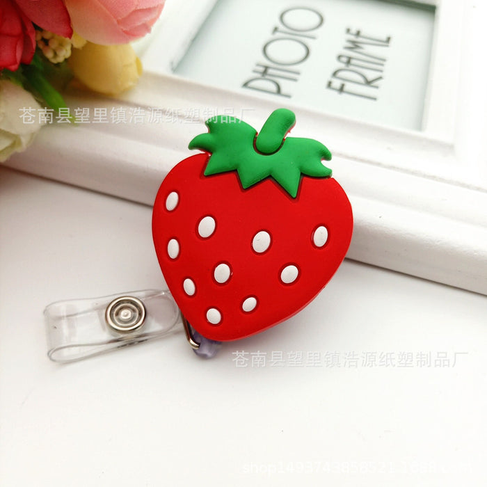 Wholesale Cartoon Fruit Soft Rubber Retractable Keychain MOQ≥2 JDC-KC-HaoYuan001