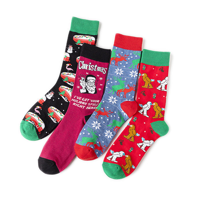 Calcetines al por mayor calcetines de navidad para hombres de algodón de dibujos animados medianos tubo jdc-sk-huihe020