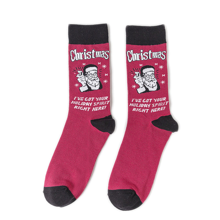 Calcetines al por mayor calcetines de navidad para hombres de algodón de dibujos animados medianos tubo jdc-sk-huihe020